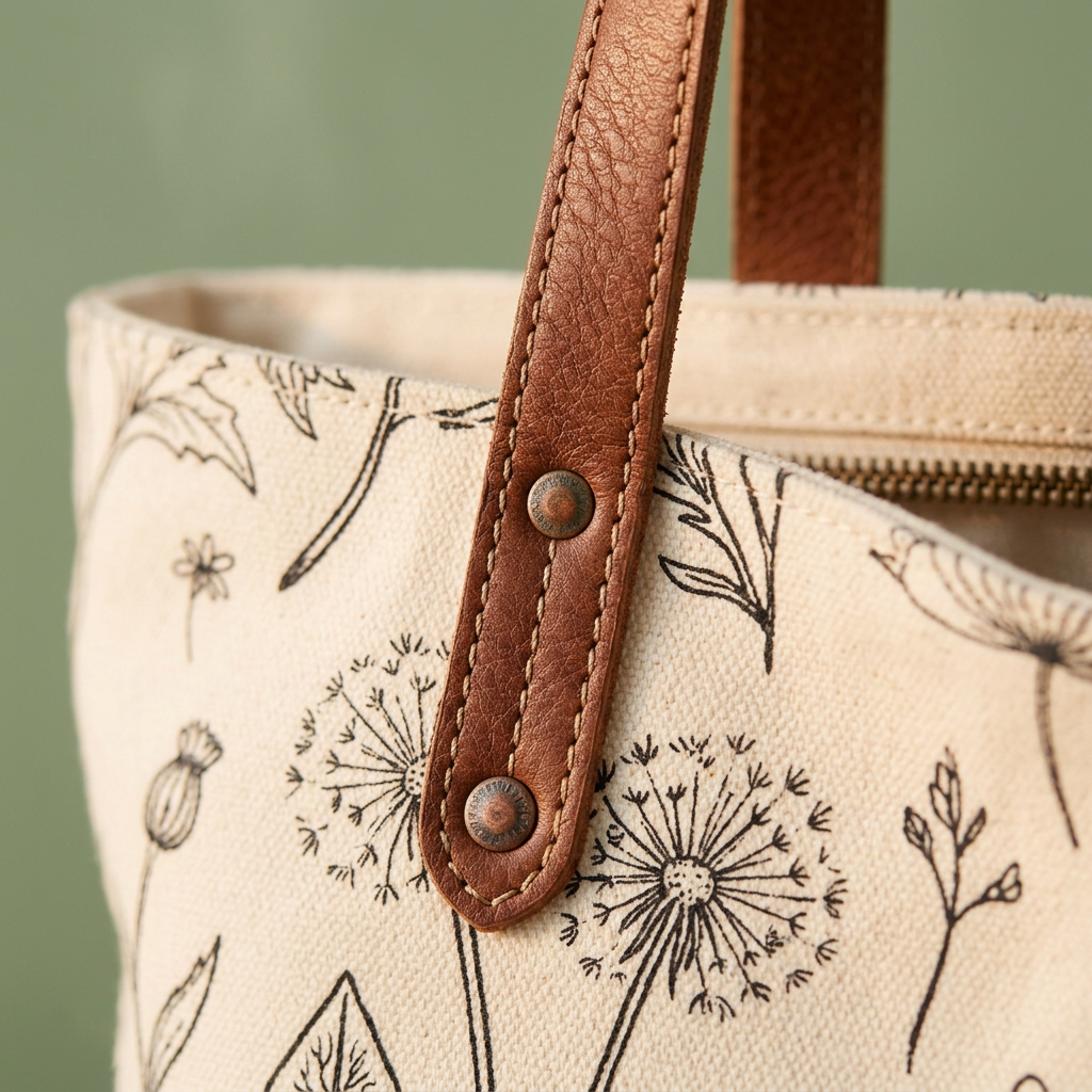 Leather handle copper rivet detail