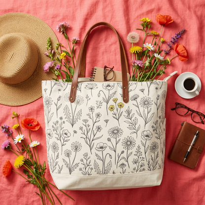 Flat lay coral lifestyle overhead