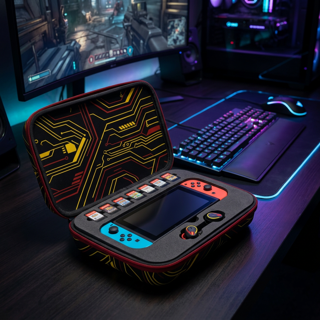 Gaming desk setup scene