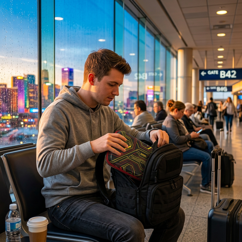 Airport travel lifestyle scene