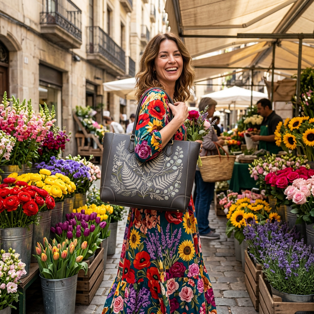 Lifestyle flower market scene