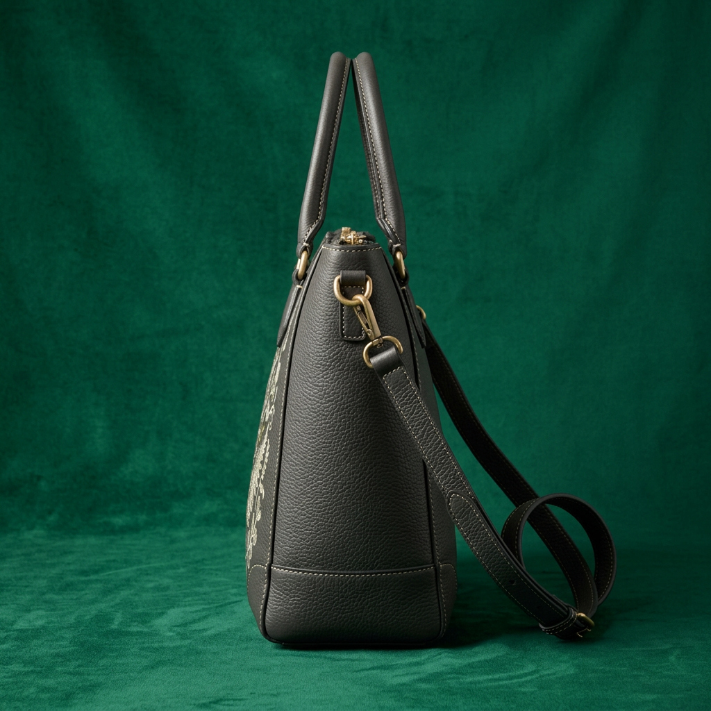 Side profile emerald green background