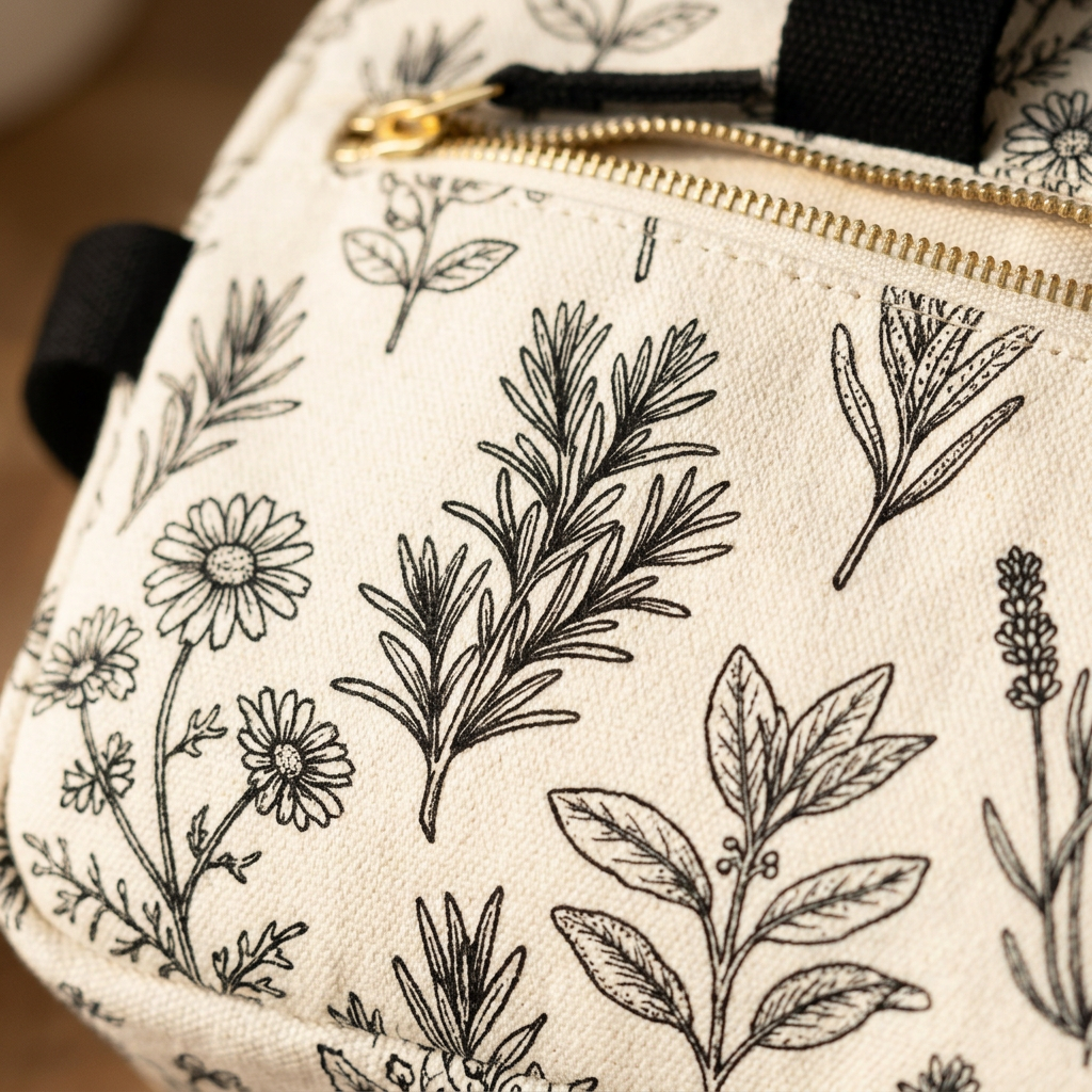 Botanical print detail close-up