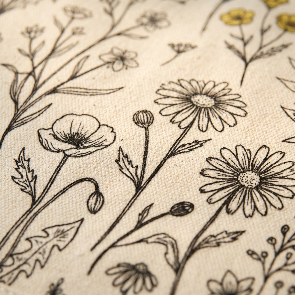 Wildflower print detail close-up
