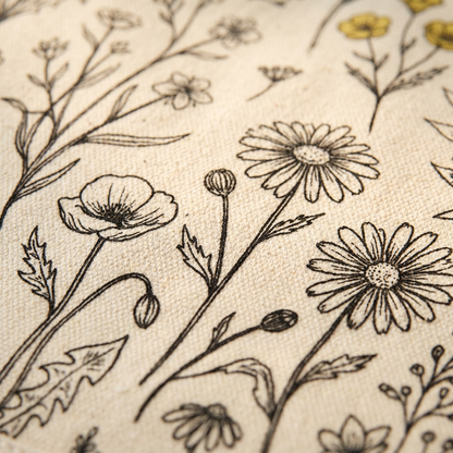 Wildflower print detail close-up