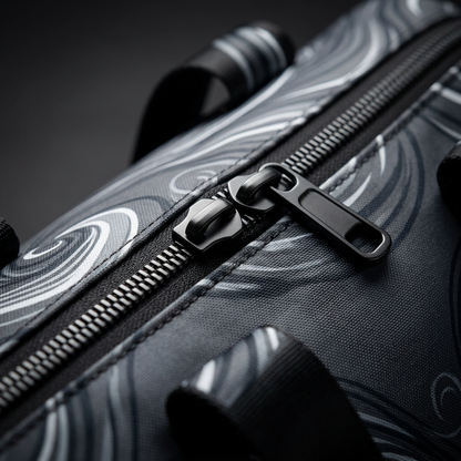 Black zipper hardware detail