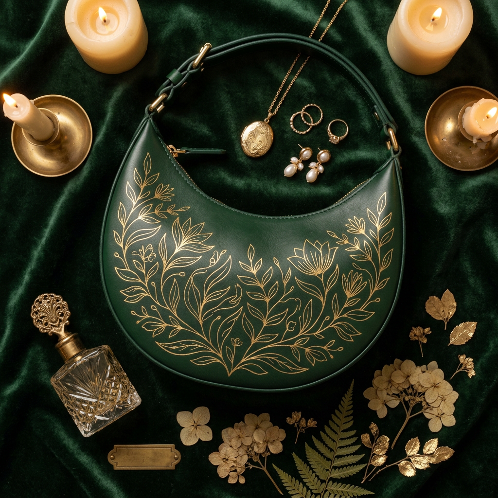 Flat lay velvet luxury styling