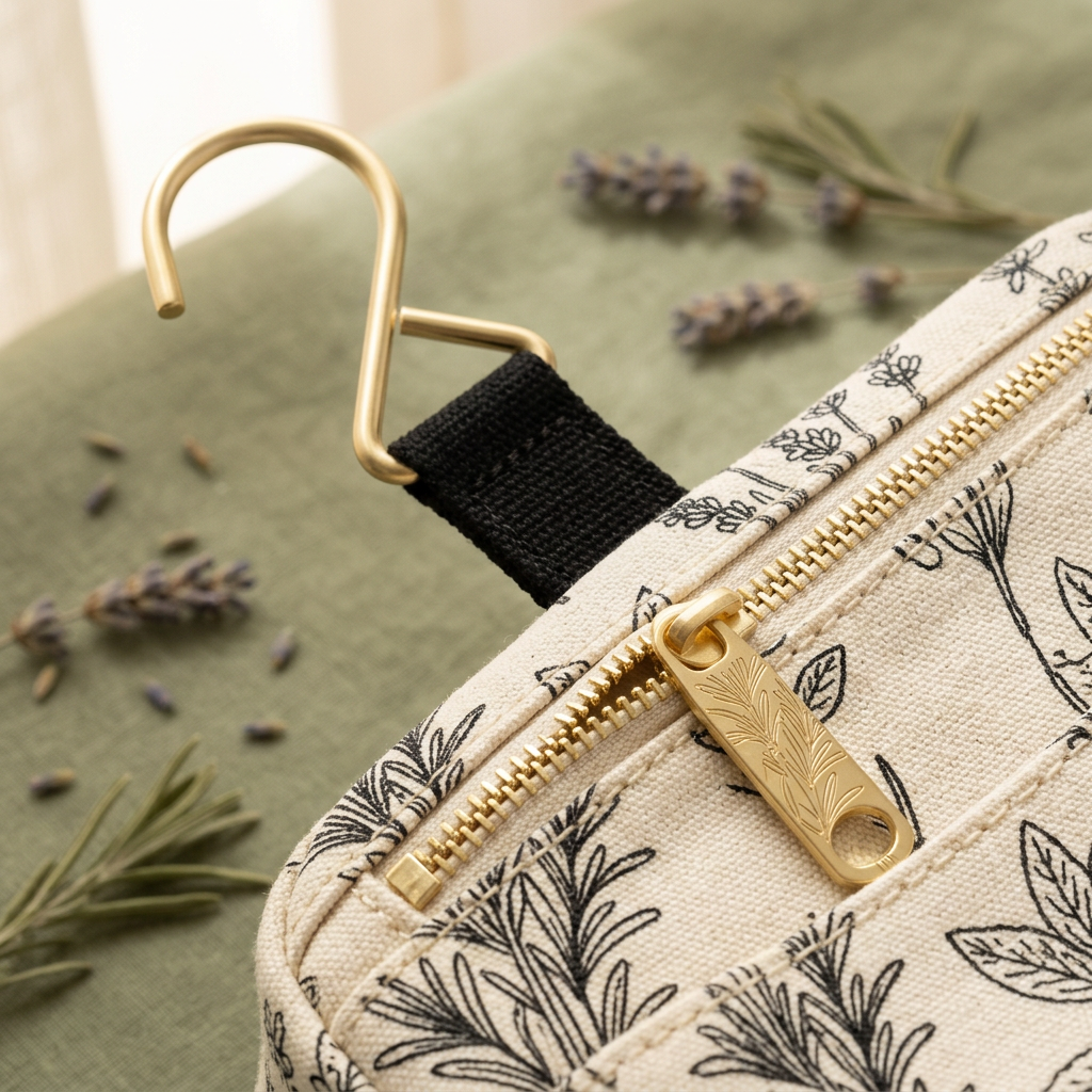 Gold hook and hardware detail