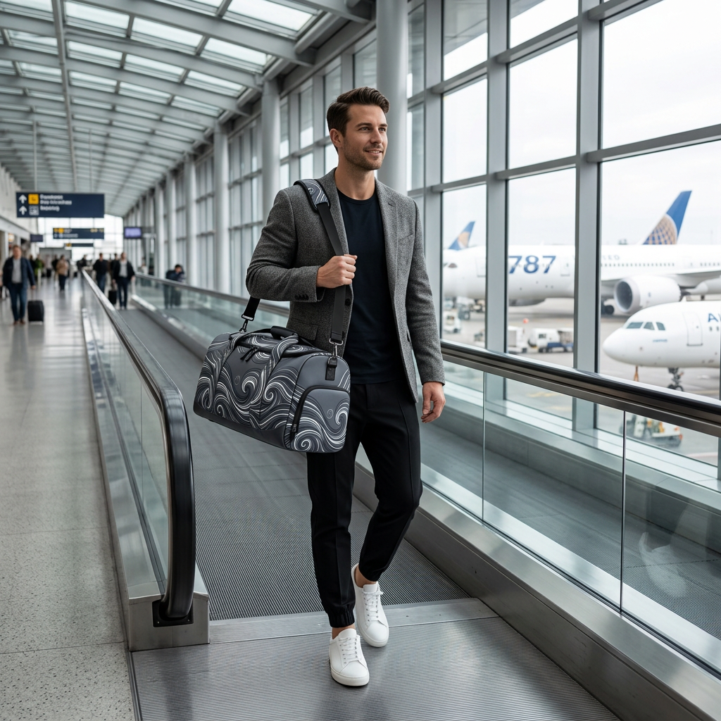 Airport travel lifestyle scene