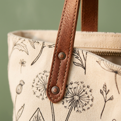 Leather handle copper rivet detail