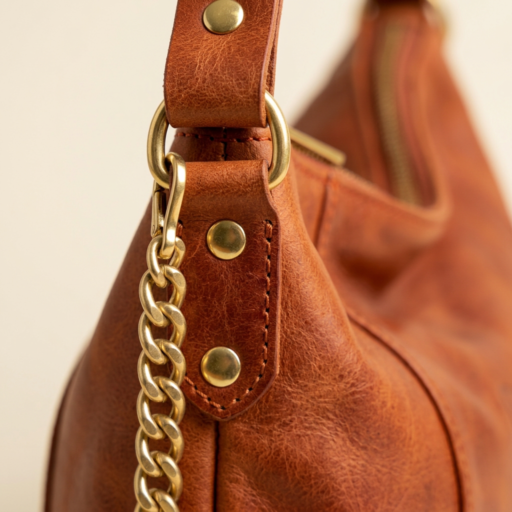 Gold chain strap hardware detail