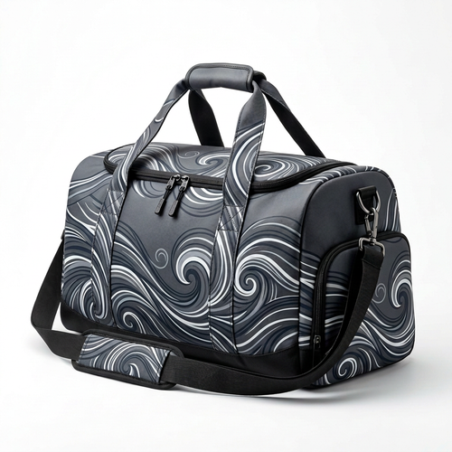 Ocean wave duffle bag white background